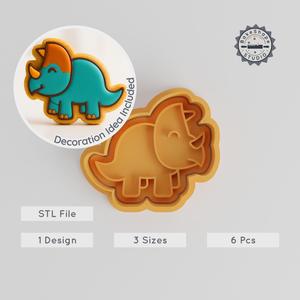 Dinosaur Shape Cutter & Stamp Set, Styracosaurus Design, Cookie & Fondant, 3 Sizes, Prehistoric Jurassic Baking Tools PRODUCT_70