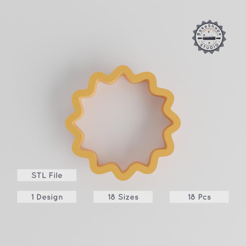 Sun Shape Cutter, Cookie & Fondant Tool, 18-Piece Set, Various Sizes, Weather & Sunshine Themes PRODUCT_120