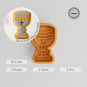 Holy Grail Shape Cutter & Stamp, Fondant & Cookie Tool Set, 6-Piece Collection, Sizes S/M/L, Perfect for Easter & Celebration PRODUCT_478
