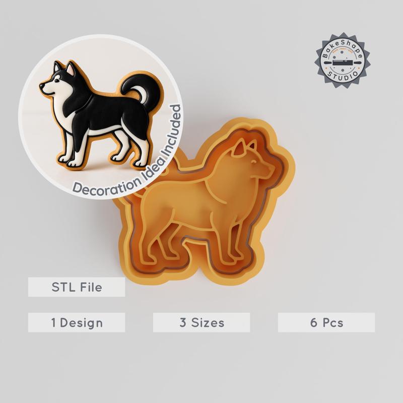 Alaskan Malamute Cookie & Fondant Cutter Stamp Set, 6 Piece, Northern Sled Dog Breed, Puppy Pet Animal Shapes PRODUCT_263