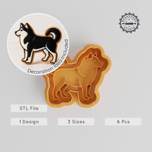 Alaskan Malamute Cookie & Fondant Cutter Stamp Set, 6 Piece, Northern Sled Dog Breed, Puppy Pet Animal Shapes PRODUCT_263