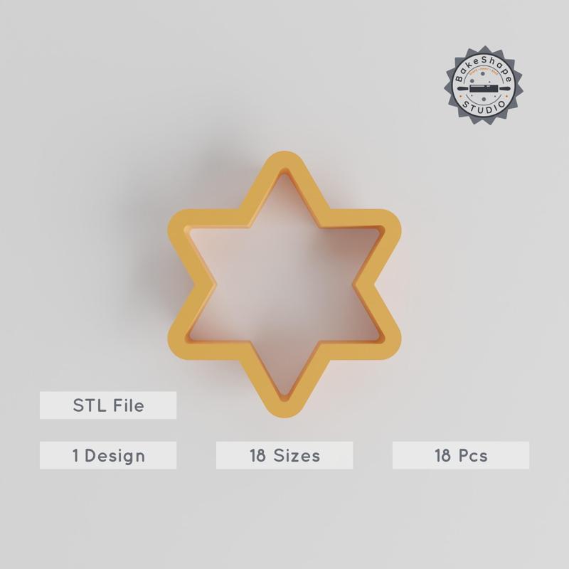 Hexagram Shape Cutter Set, Star & Geometric Designs, 18 Sizes for Cookies, Fondant, Clay PRODUCT_1172