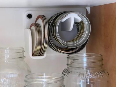 Mason Jar Lid and Ring Cabinet Holder No supports