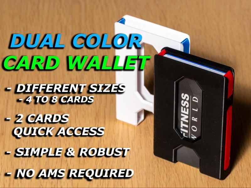 Dual Color Card Wallet - Sizes for 4 to 8 cards