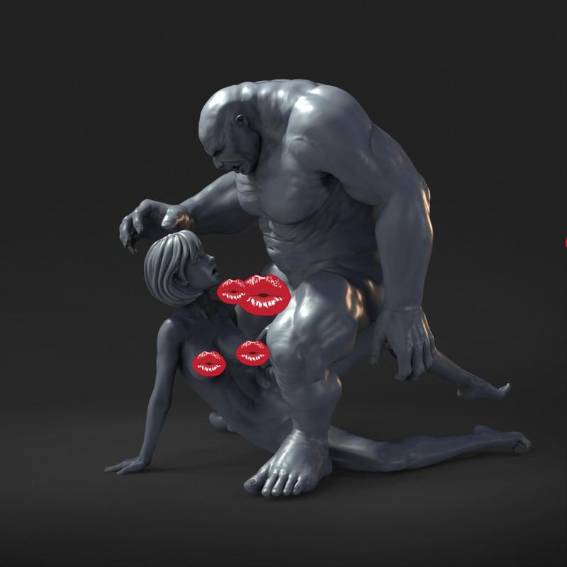 ATTACK OF THE OGRE - NSFW - EROTIC MINIATURE 75 MM SCALE