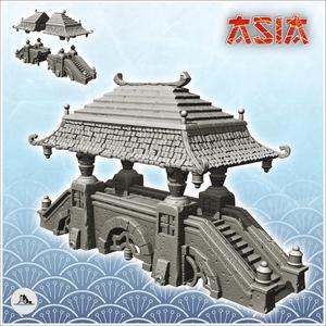 Asian bridge with double stairs and roof (20) - Medieval Asia Feudal Asian Traditionnal Ninja Oriental