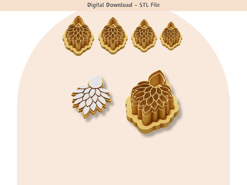 Abstract Feather Shape Clay Cutter for Polymer Clay | Digital STL File | Clay Tools | 4 Sizes