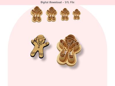 Gingerbread Man Clay Cutter for Polymer Clay | Digital STL File | Clay Tools | 4 Sizes