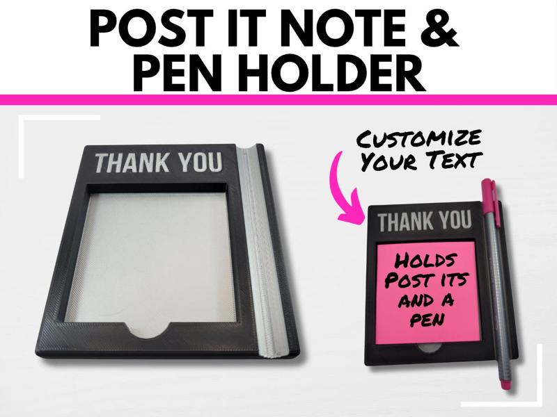 Post it Note Holder with Pen Rest for Desk Top