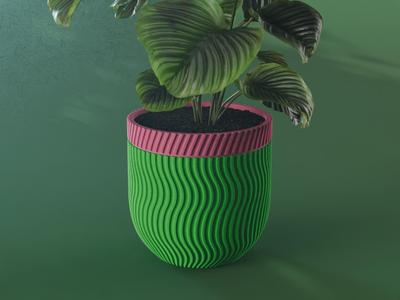 Kaze Planter Pot, Striped Sine | Small, Medium, Large | Self Watering and Drip Tray 