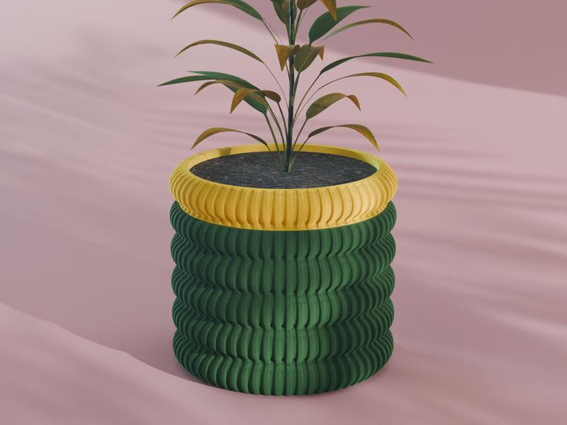 Sora Planter Pot, Striped | Small, Medium, Large | Self Watering and Drip Tray 