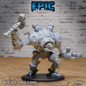 Battle Automaton Hammer / Infantry Machine / Steampunk Construct / Humanoid Droid / War Robot / Warrior Control Mechanism / Evil Steel Fighter / Steam Society Encounter