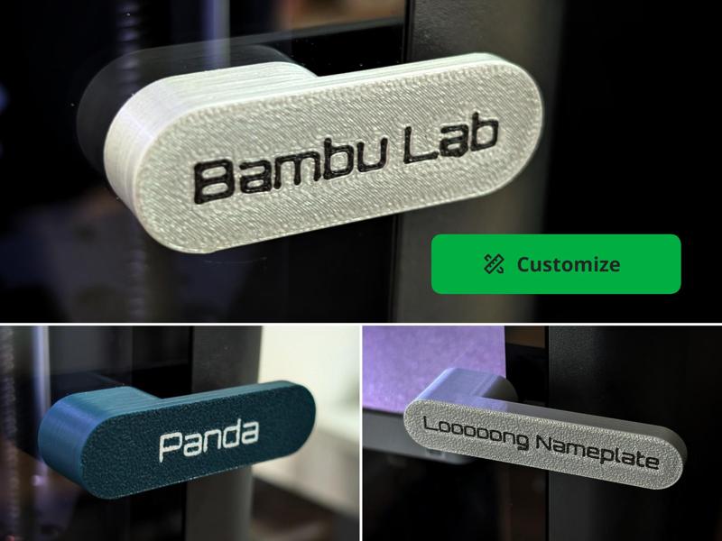 X1C / P1S - Customizable Door Handle Nameplate