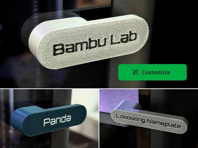 X1C / P1S - Customizable Door Handle Nameplate