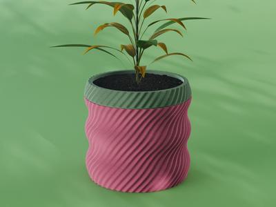 Hana Planter Pot, Wavy Diagonal | Small, Medium, Large | Self Watering and Drip Tray 