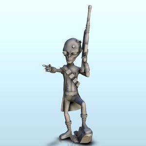Alien sniper with weapon and bionic eye (32) (+ pre-supported version & rounded base) - SF Warhordes ET extraterrest Confrontation