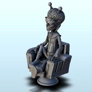 Alien scientist with cranial antennas and high-tech chair (2) (+ pre-supported version & rounded base) - SF Warhordes ET extraterrest Confrontation