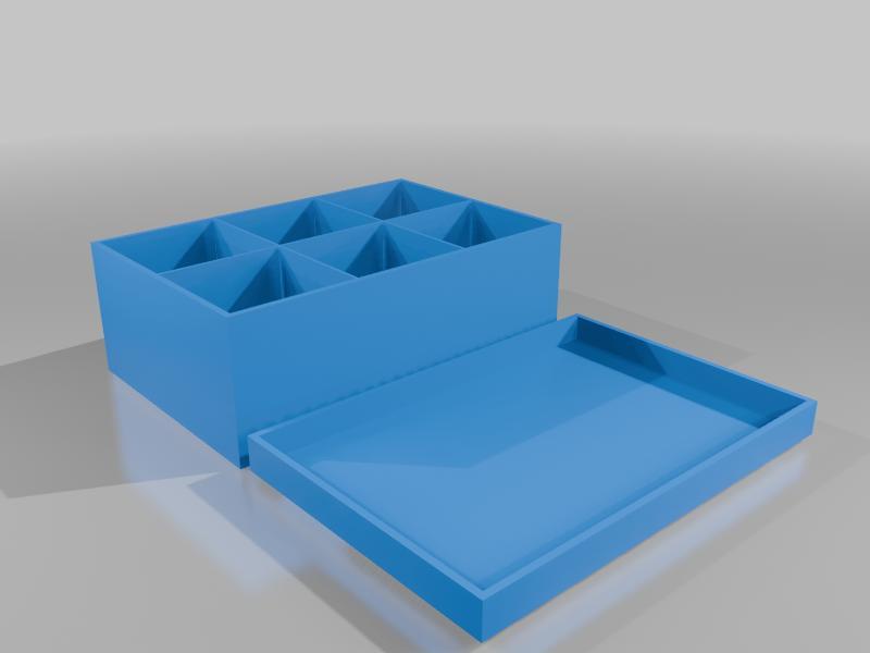 box divided into 6 partitions with lid