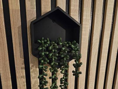 Black hexagonal wall vase
