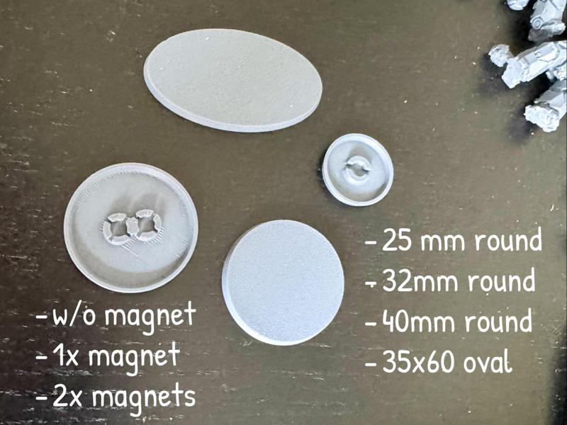 Bases with magnets for Tabletop like WH40K and OPR