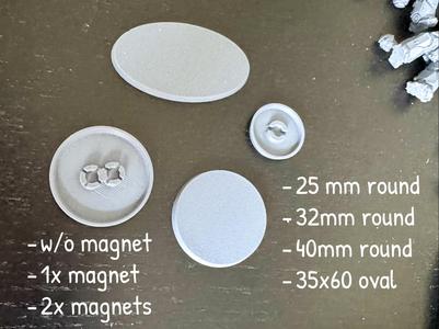 Bases with magnets for Tabletop like WH40K and OPR