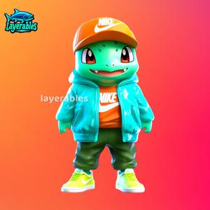 Bulbasaur STL – Chibi Pokémon in Streetwear – 3D Printable Fan Art – Sneaker Style Model for Collect