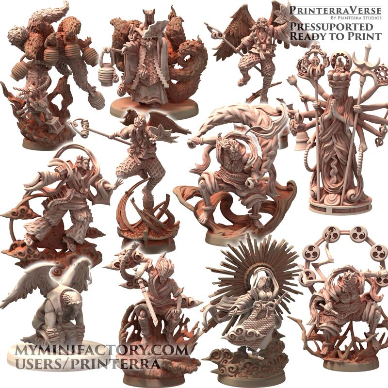 003 JAPAN Gods, Amaterasu Tengu Susanoo Tsukuyomi Tamamo no Mae Kitsune Raijin Fujin Kannon