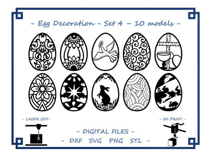 Easter egg decoration - Set 4 - 10 models Bundle
