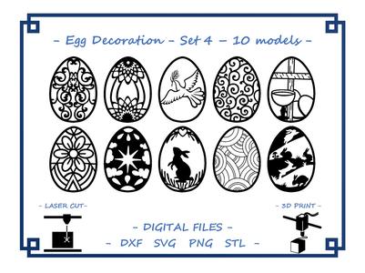 Easter egg decoration - Set 4 - 10 models Bundle