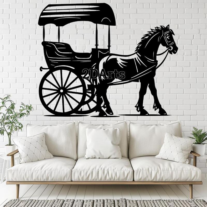 Carriage 2D Wall Art/Window Art - Digital STL & SVG File for 3D Printing or Laser Cutting