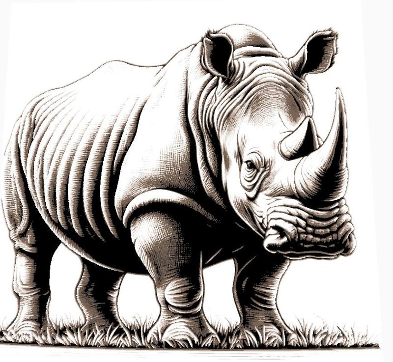 Hueforge realistic rhino