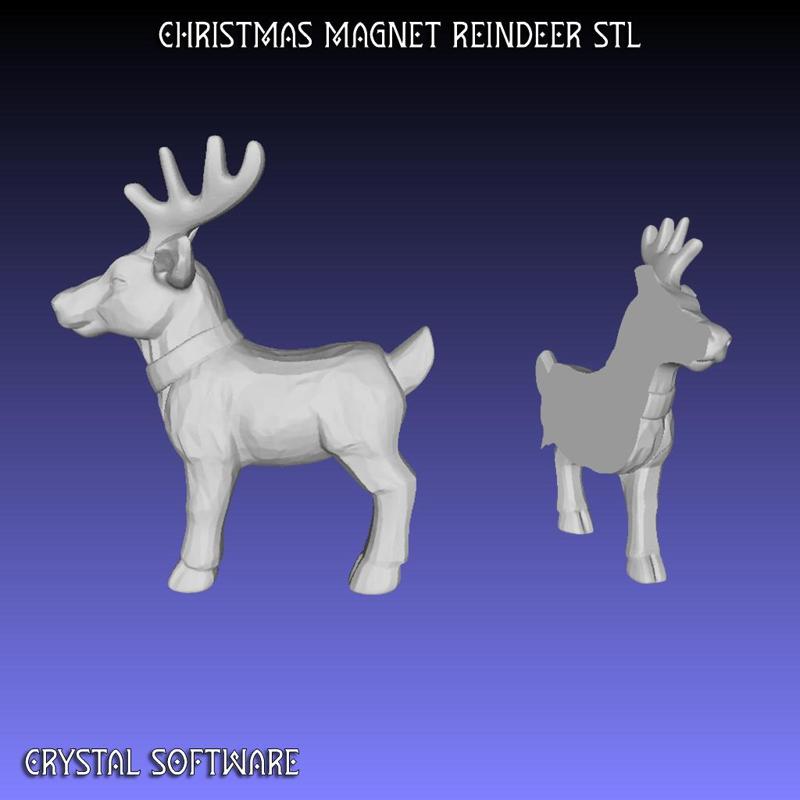 Christmas Reindeer Refrigerator Magnet 3D Printable Digital STL File