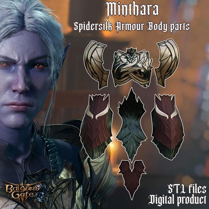 Fantasy Minthara Spidersilk Body Armor Baldurs Gate 3 STL