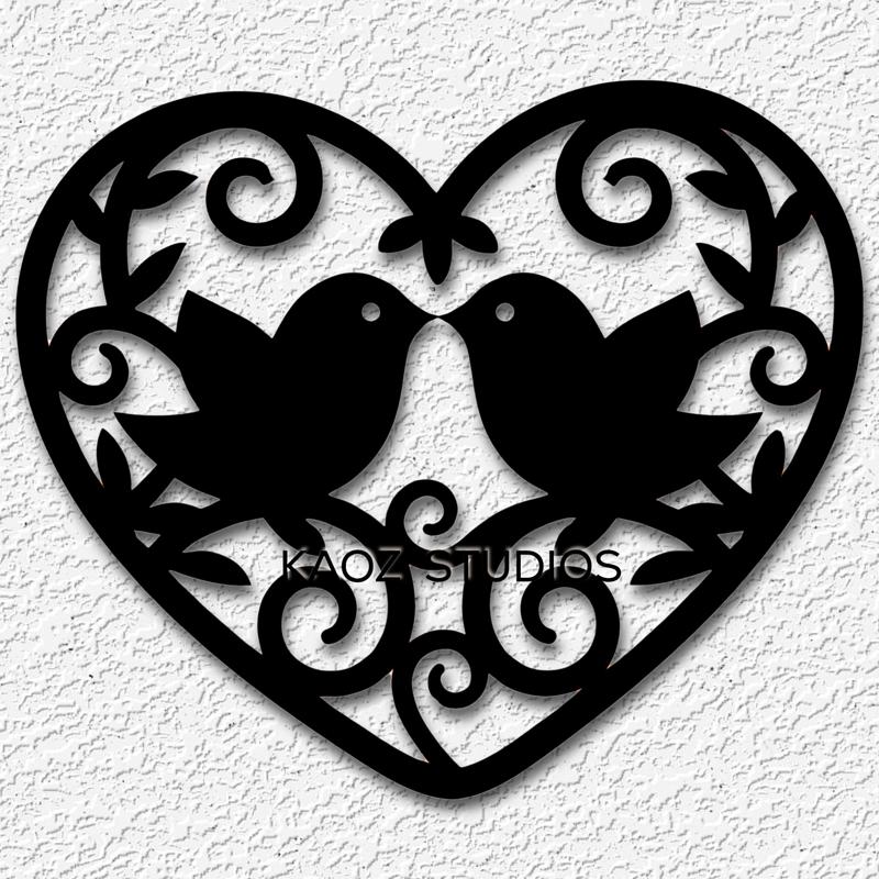 lovebirds wall art bird wall decor heart decoration