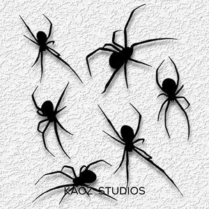 6 Life SIze Black Widows wall art Realistic Spider collection wall decor 
