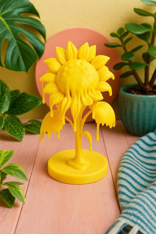 Melted Sunflower Surreal Botanical Sculpture