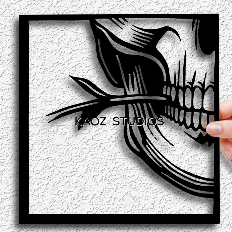 Piece 3 of 4 of HUGE Gothic Skull with Rose Halloween Wall Art