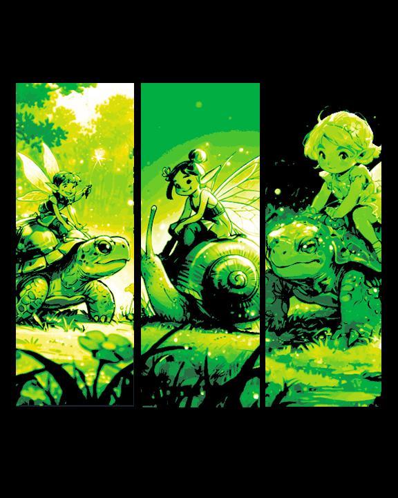 Cute set of bookmarks sharing a fairy ride with her friend