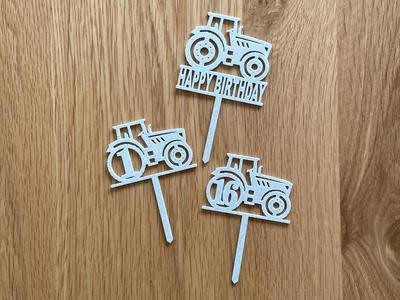Cake topper - Tractor 1 to 16 & Happy Birthday