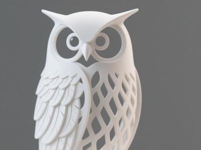 Hollow Owl Sculpture with Feather-Inspired Cutouts