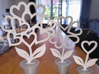 Heart Flower Trio – Decorative Garden or Gift Set