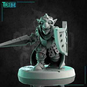 (0212) Male goblin warrior with complete armor sword and shield