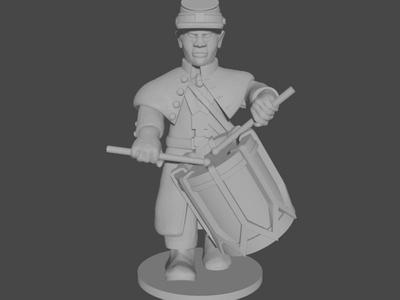 10-15mm American Civil War Drummers in Greatcoats Marching Pose 1 UA-59