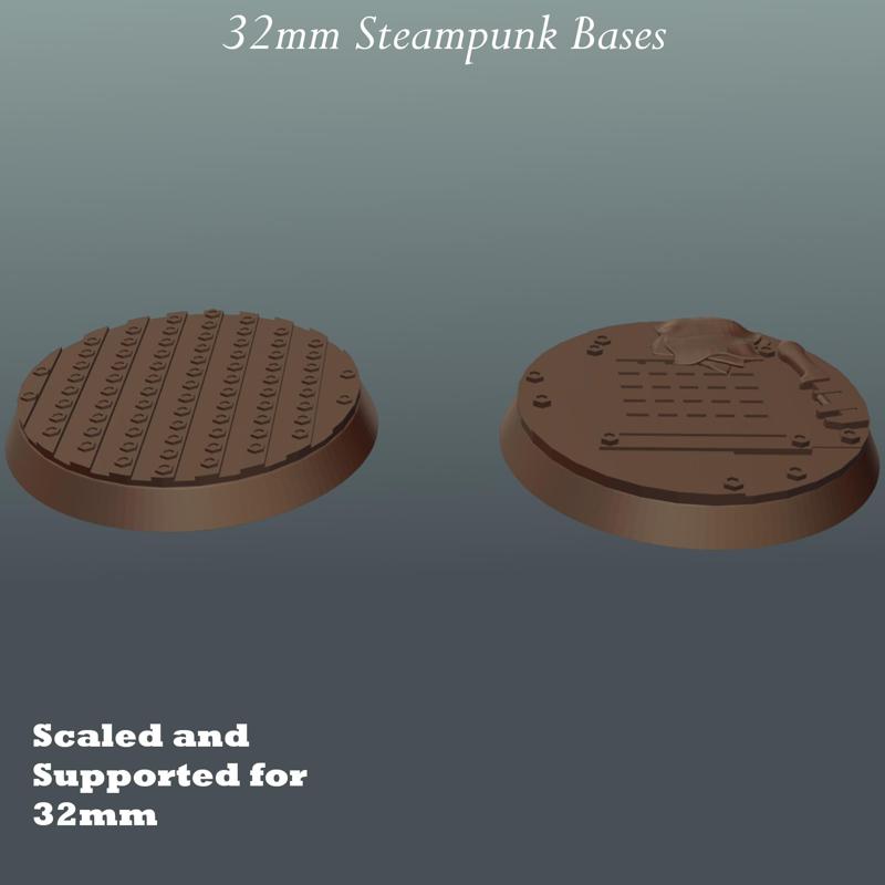 32mm Steampunk Bases: Riveted & Grated Floor Scenic Bases