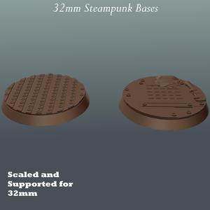 32mm Steampunk Bases: Riveted & Grated Floor Scenic Bases