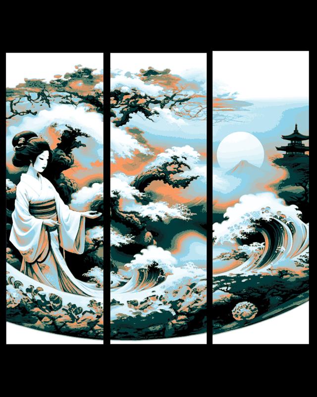 An artists depiction of the Oceans of Japan - Set in Bookmarks