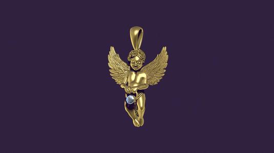Angel Pendant with Gemstone Setting