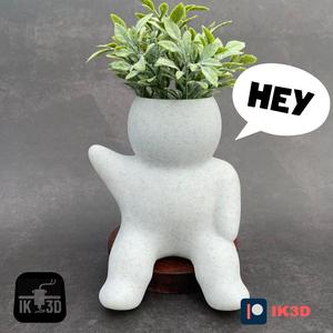 Chunky People Planter Sitting and Waving