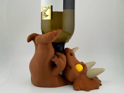 Triceratops Wine Bottle Holder Kawaii Dinosaur