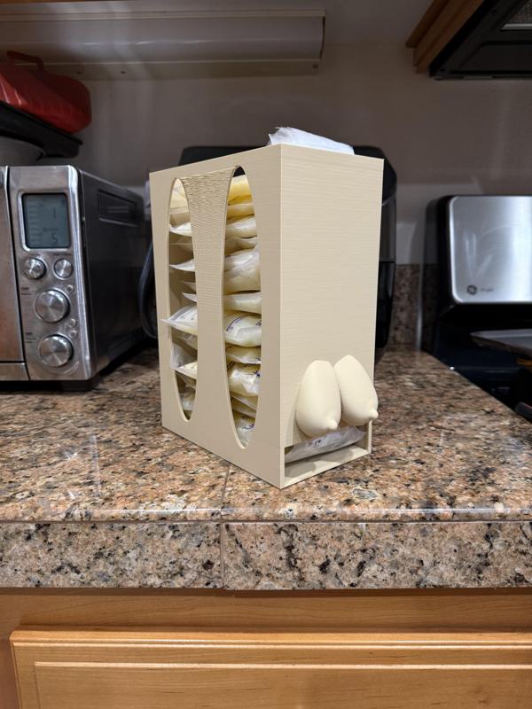 Anatomical 6oz Breast Milk Bag Dispenser for Freezer